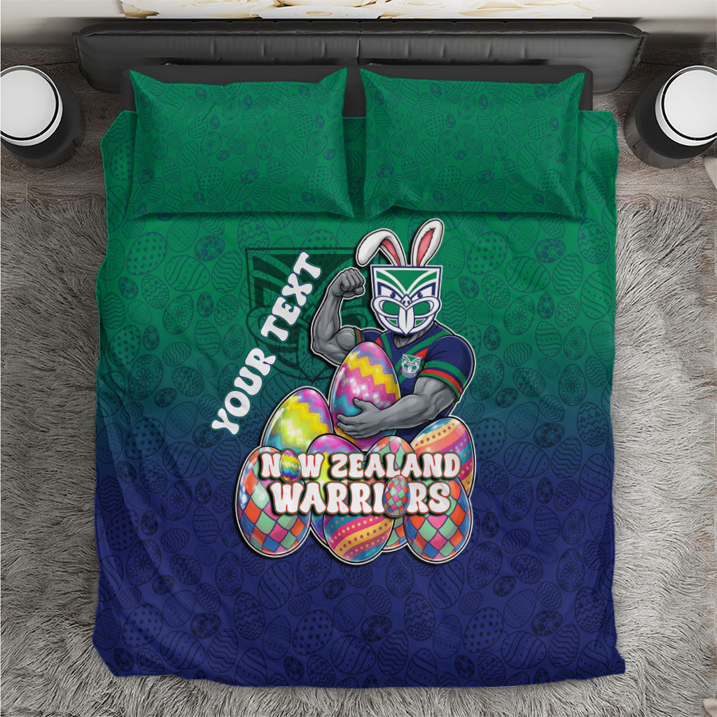 Personalized New Zealand Warriors Bedding Set Easter Mascot - Colorful Eggs Cartoon Style