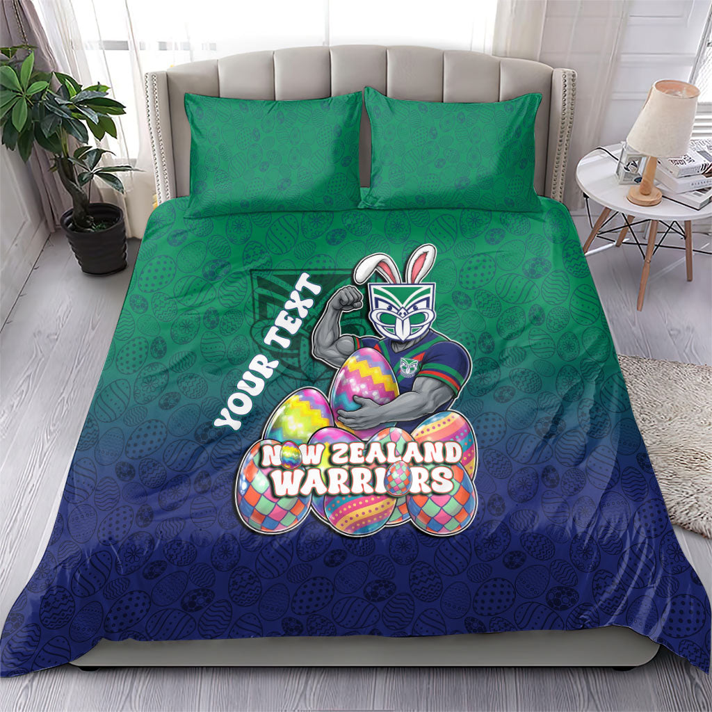 Personalized New Zealand Warriors Bedding Set Easter Mascot - Colorful Eggs Cartoon Style