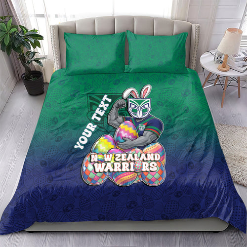 Personalized New Zealand Warriors Bedding Set Easter Mascot - Colorful Eggs Cartoon Style