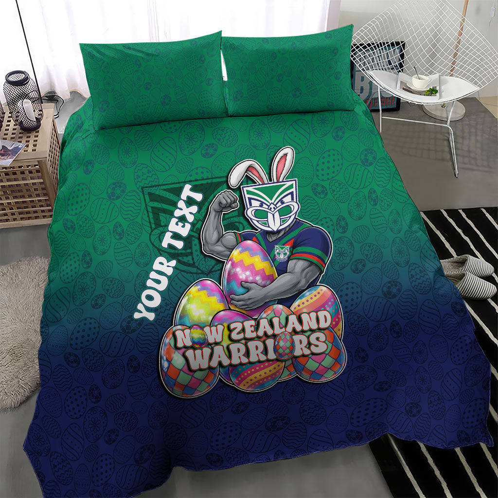 Personalized New Zealand Warriors Bedding Set Easter Mascot - Colorful Eggs Cartoon Style