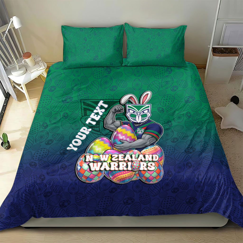 Personalized New Zealand Warriors Bedding Set Easter Mascot - Colorful Eggs Cartoon Style