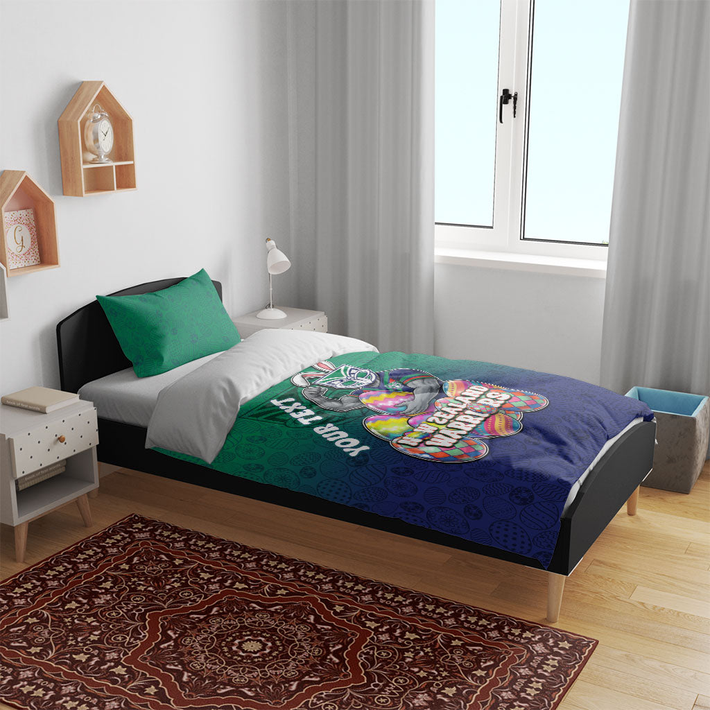 Personalized New Zealand Warriors Bedding Set Easter Mascot - Colorful Eggs Cartoon Style