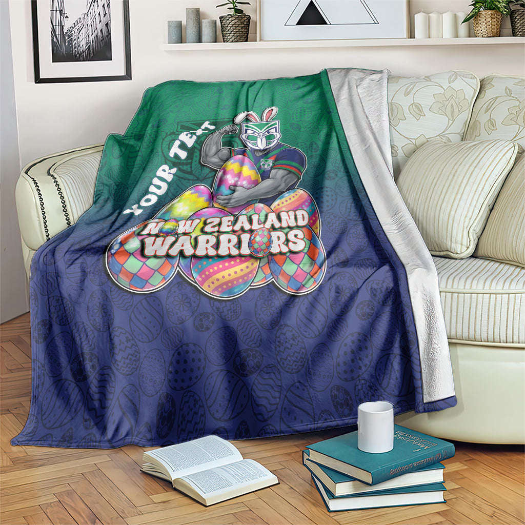 Personalized New Zealand Warriors Blanket Easter Mascot - Colorful Eggs Cartoon Style