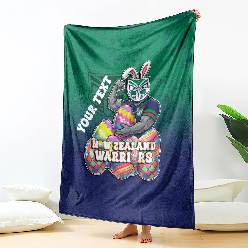 Personalized New Zealand Warriors Blanket Easter Mascot - Colorful Eggs Cartoon Style