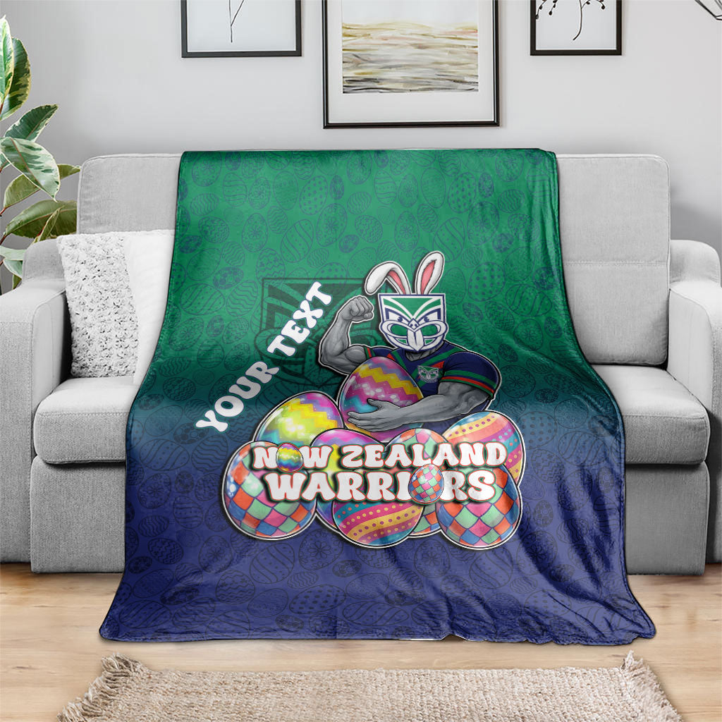 Personalized New Zealand Warriors Blanket Easter Mascot - Colorful Eggs Cartoon Style