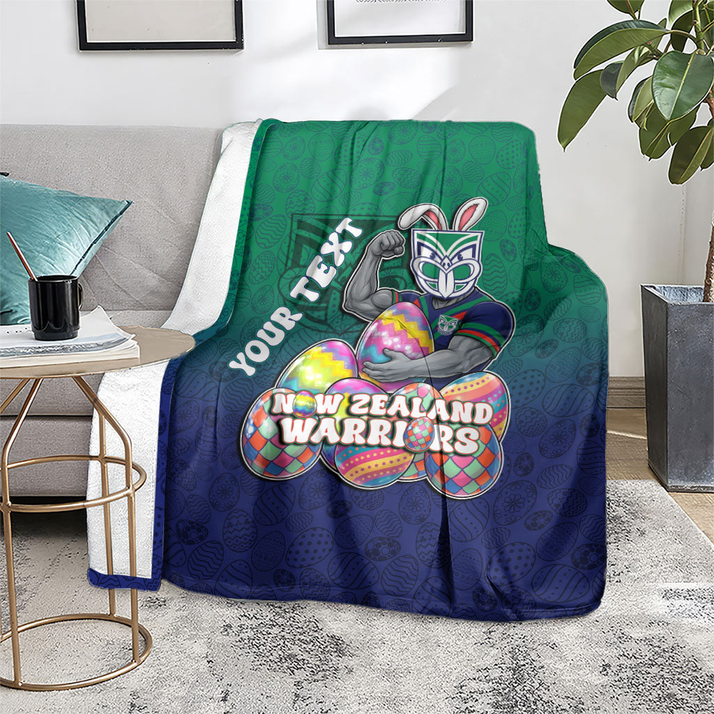 Personalized New Zealand Warriors Blanket Easter Mascot - Colorful Eggs Cartoon Style