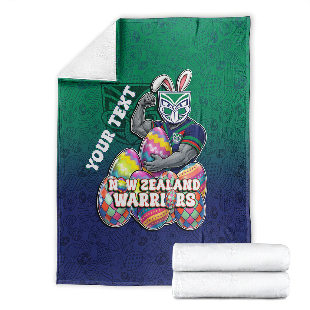 Personalized New Zealand Warriors Blanket Easter Mascot - Colorful Eggs Cartoon Style