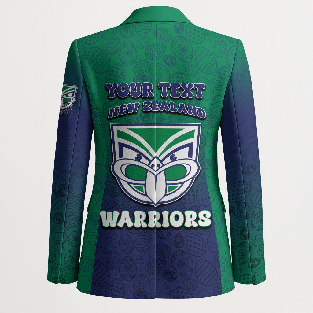 Personalized New Zealand Warriors Blazer Easter Mascot - Colorful Eggs Cartoon Style