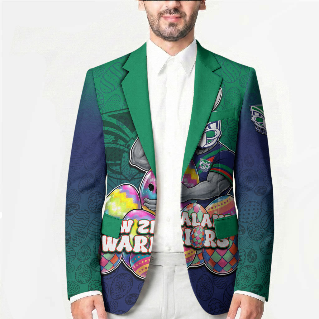 Personalized New Zealand Warriors Blazer Easter Mascot - Colorful Eggs Cartoon Style