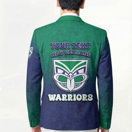 Personalized New Zealand Warriors Blazer Easter Mascot - Colorful Eggs Cartoon Style