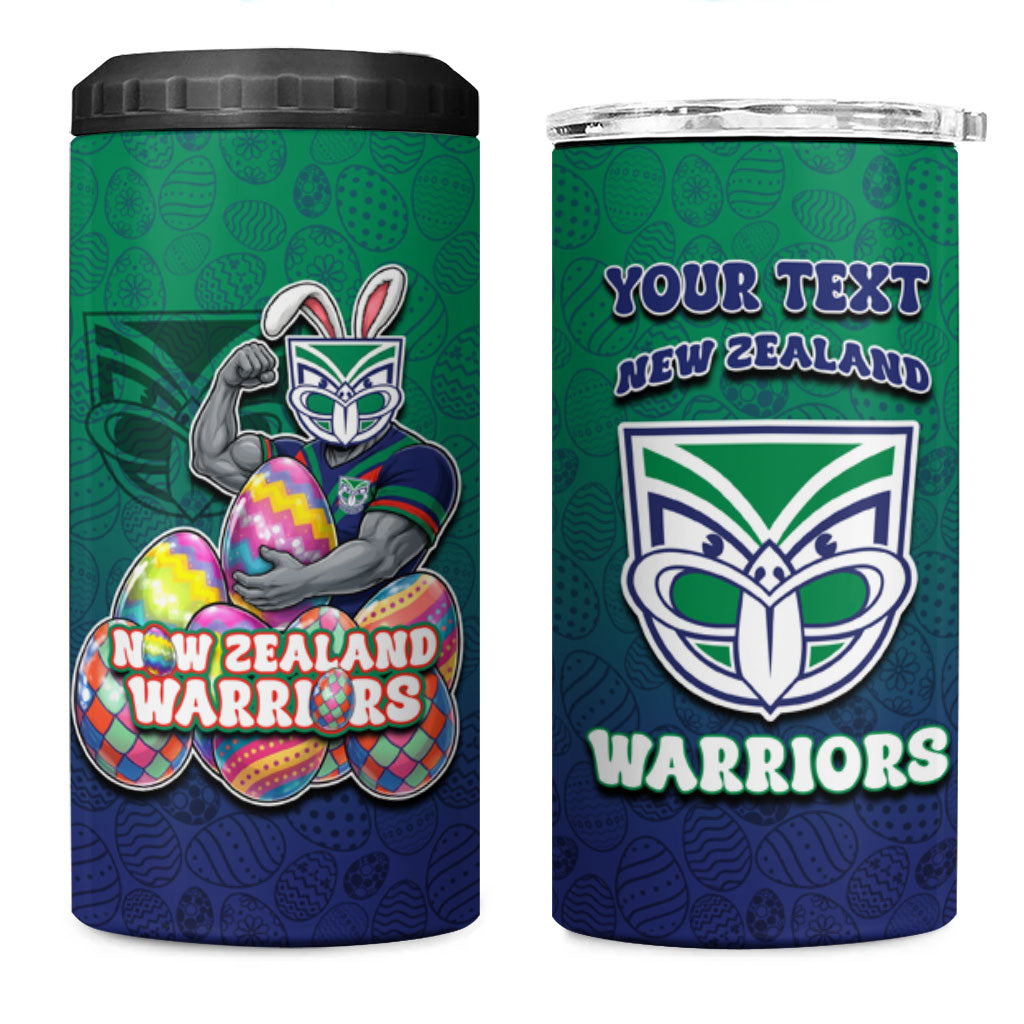 Personalized New Zealand Warriors 4 in 1 Can Cooler Tumbler Easter Mascot - Colorful Eggs Cartoon Style