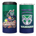 Personalized New Zealand Warriors 4 in 1 Can Cooler Tumbler Easter Mascot - Colorful Eggs Cartoon Style