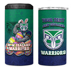 Personalized New Zealand Warriors 4 in 1 Can Cooler Tumbler Easter Mascot - Colorful Eggs Cartoon Style