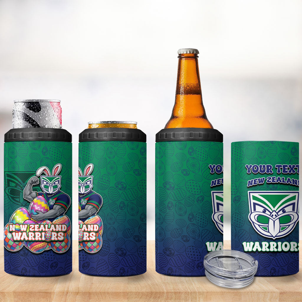 Personalized New Zealand Warriors 4 in 1 Can Cooler Tumbler Easter Mascot - Colorful Eggs Cartoon Style