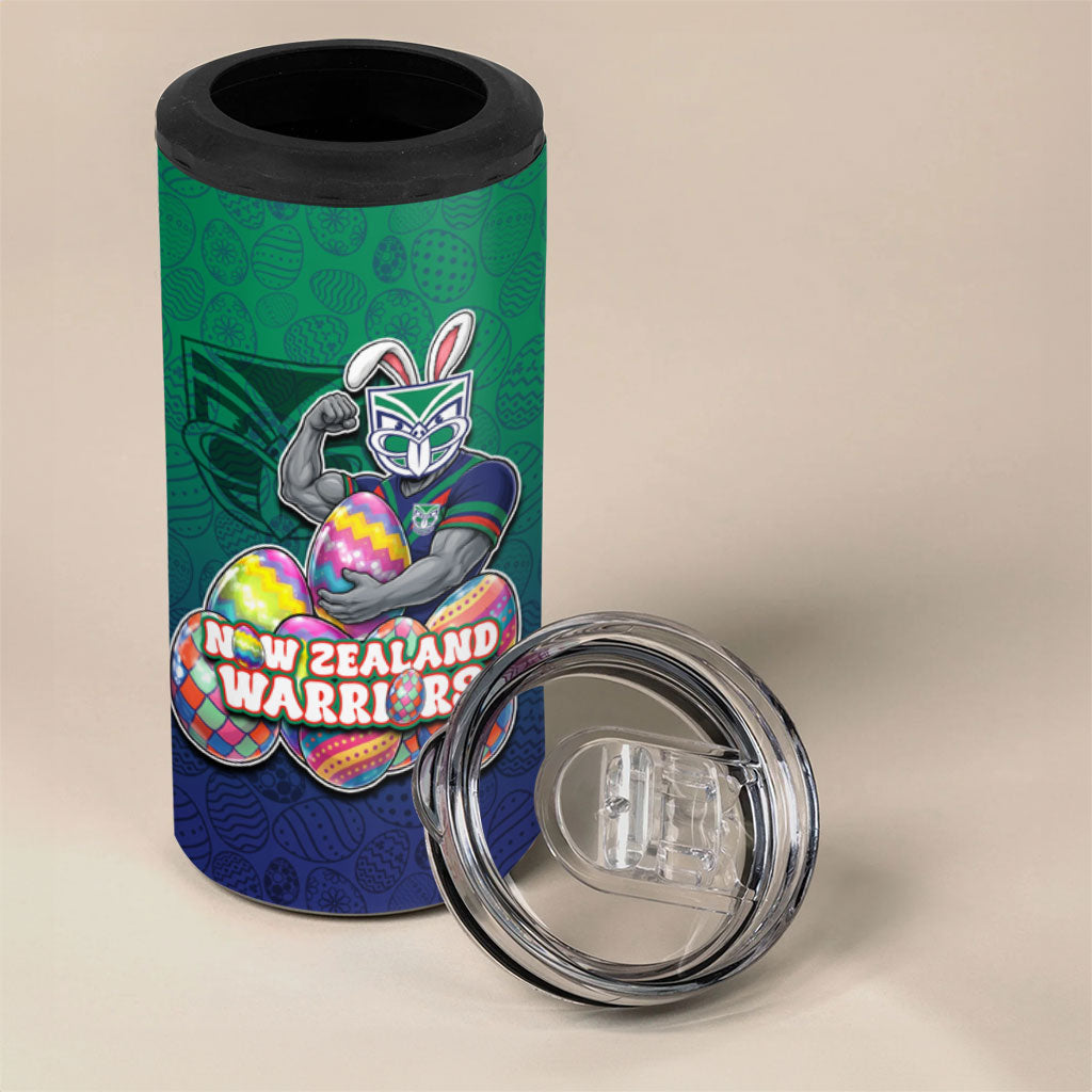 Personalized New Zealand Warriors 4 in 1 Can Cooler Tumbler Easter Mascot - Colorful Eggs Cartoon Style