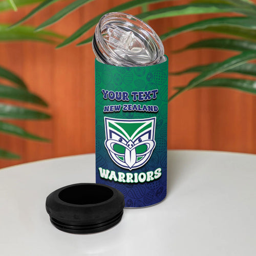 Personalized New Zealand Warriors 4 in 1 Can Cooler Tumbler Easter Mascot - Colorful Eggs Cartoon Style