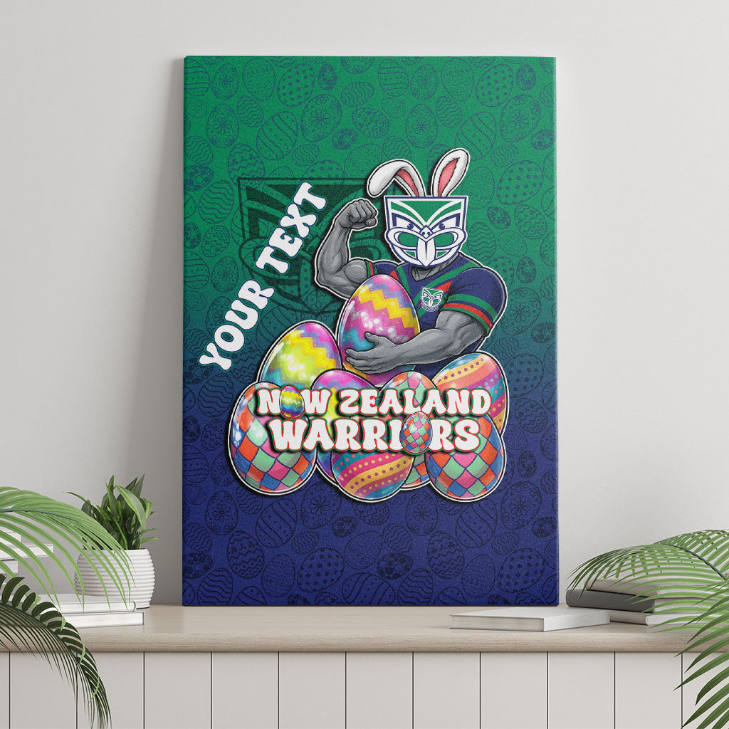 Personalized New Zealand Warriors Canvas Wall Art Easter Mascot - Colorful Eggs Cartoon Style