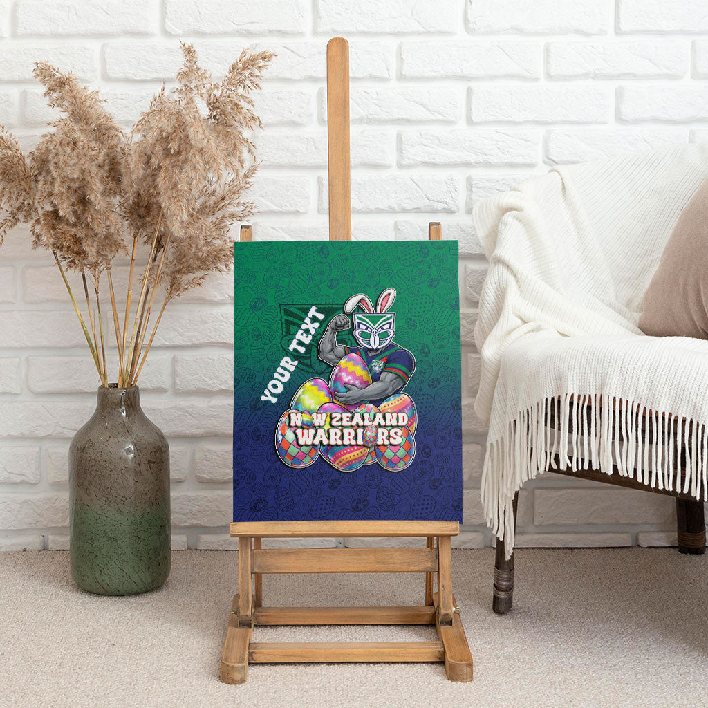 Personalized New Zealand Warriors Canvas Wall Art Easter Mascot - Colorful Eggs Cartoon Style