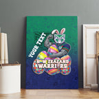 Personalized New Zealand Warriors Canvas Wall Art Easter Mascot - Colorful Eggs Cartoon Style