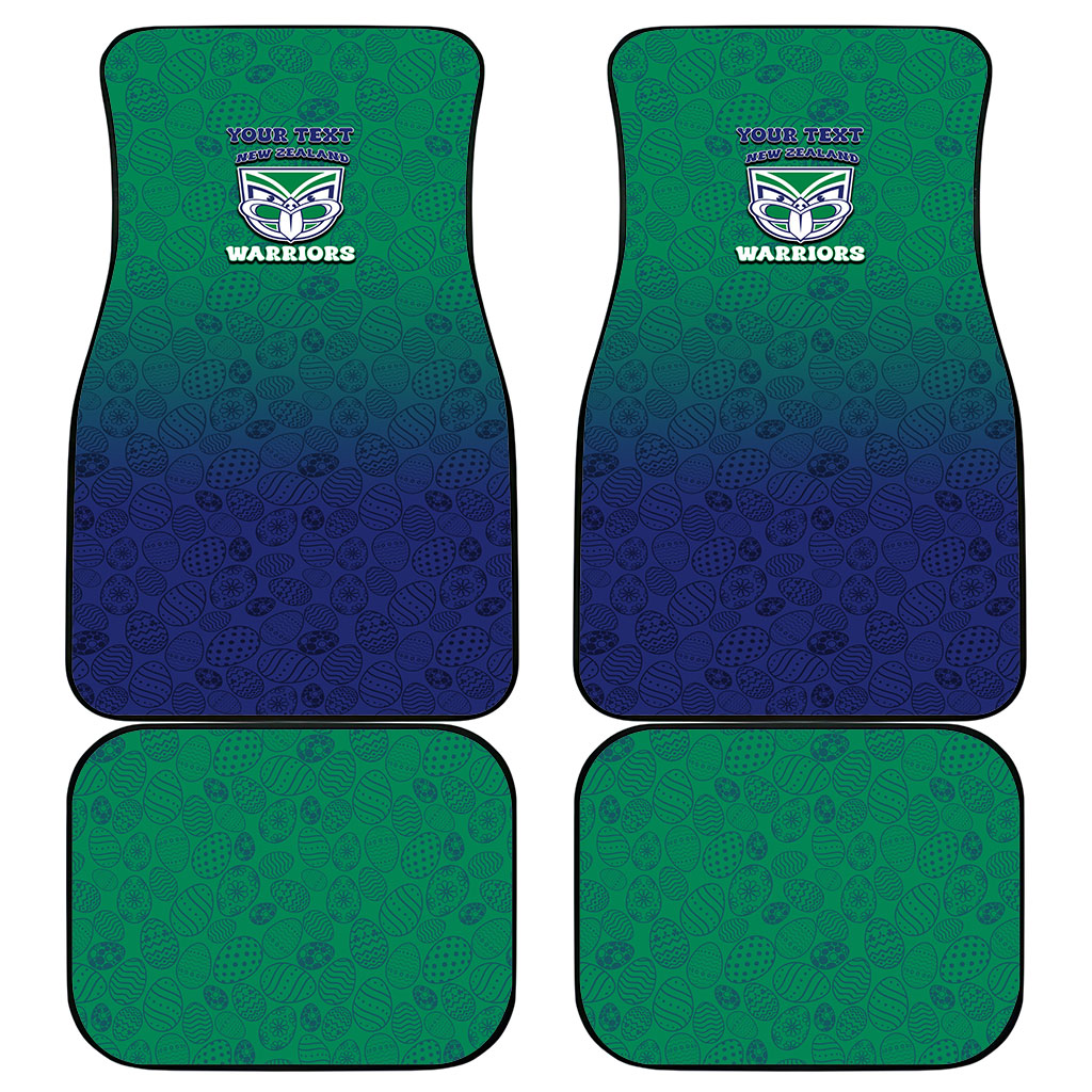 Personalized New Zealand Warriors Car Mats Easter Mascot - Colorful Eggs Cartoon Style