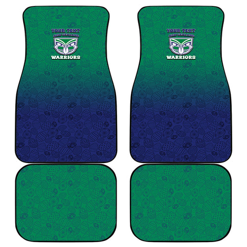Personalized New Zealand Warriors Car Mats Easter Mascot - Colorful Eggs Cartoon Style
