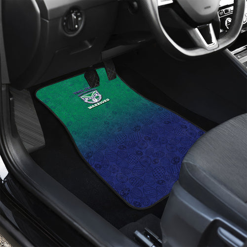 Personalized New Zealand Warriors Car Mats Easter Mascot - Colorful Eggs Cartoon Style