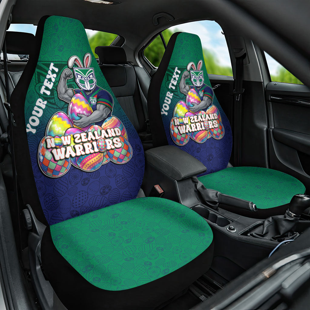 Personalized New Zealand Warriors Car Seat Cover Easter Mascot - Colorful Eggs Cartoon Style
