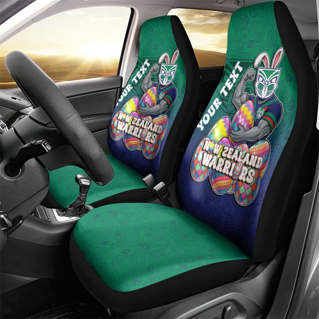 Personalized New Zealand Warriors Car Seat Cover Easter Mascot - Colorful Eggs Cartoon Style