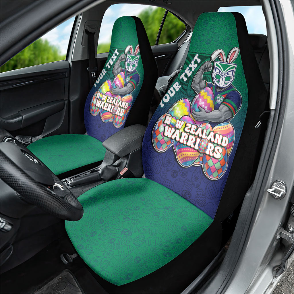 Personalized New Zealand Warriors Car Seat Cover Easter Mascot - Colorful Eggs Cartoon Style