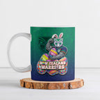 Personalized New Zealand Warriors Ceramic Mug Easter Mascot - Colorful Eggs Cartoon Style