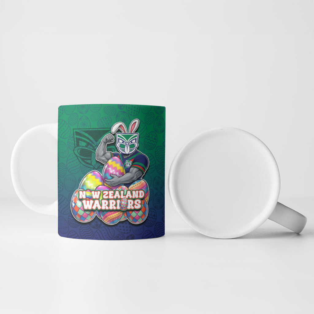 Personalized New Zealand Warriors Ceramic Mug Easter Mascot - Colorful Eggs Cartoon Style