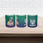 Personalized New Zealand Warriors Ceramic Mug Easter Mascot - Colorful Eggs Cartoon Style