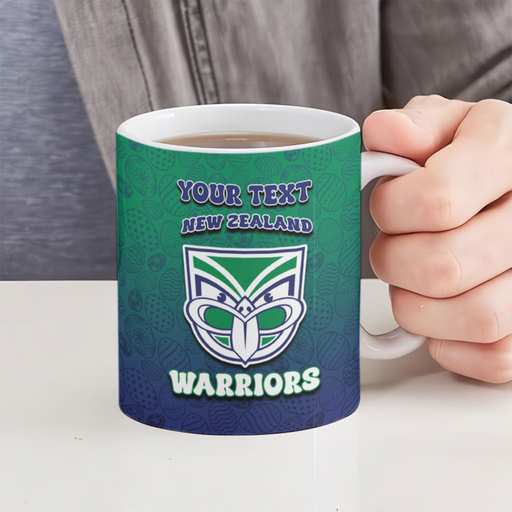 Personalized New Zealand Warriors Ceramic Mug Easter Mascot - Colorful Eggs Cartoon Style