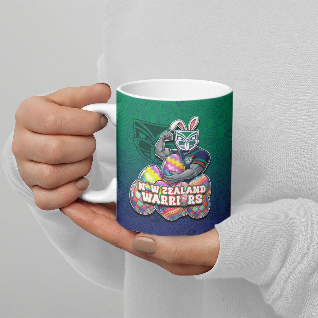 Personalized New Zealand Warriors Ceramic Mug Easter Mascot - Colorful Eggs Cartoon Style