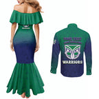 Personalized New Zealand Warriors Couples Matching Mermaid Dress and Long Sleeve Button Shirt Easter Mascot - Colorful Eggs Cartoon Style
