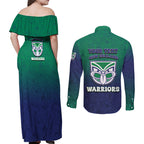 Personalized New Zealand Warriors Couples Matching Off Shoulder Maxi Dress and Long Sleeve Button Shirt Easter Mascot - Colorful Eggs Cartoon Style