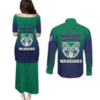 Personalized New Zealand Warriors Couples Matching Puletasi and Long Sleeve Button Shirt Easter Mascot - Colorful Eggs Cartoon Style