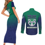 Personalized New Zealand Warriors Couples Matching Short Sleeve Bodycon Dress and Long Sleeve Button Shirt Easter Mascot - Colorful Eggs Cartoon Style
