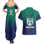 Personalized New Zealand Warriors Couples Matching Summer Maxi Dress and Hawaiian Shirt Easter Mascot - Colorful Eggs Cartoon Style