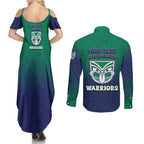 Personalized New Zealand Warriors Couples Matching Summer Maxi Dress and Long Sleeve Button Shirt Easter Mascot - Colorful Eggs Cartoon Style