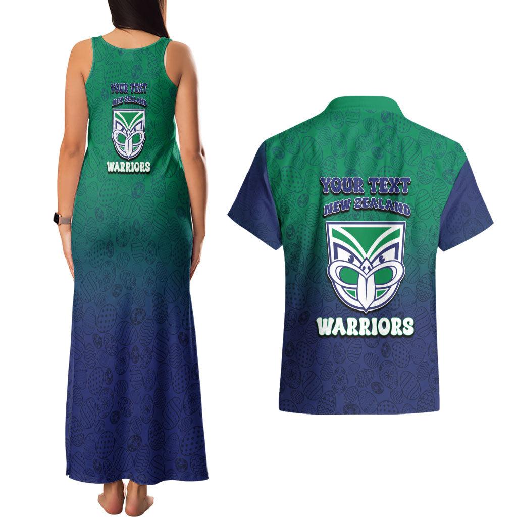 Personalized New Zealand Warriors Couples Matching Tank Maxi Dress and Hawaiian Shirt Easter Mascot - Colorful Eggs Cartoon Style