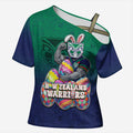 Personalized New Zealand Warriors Cross Shoulder Shirt Easter Mascot - Colorful Eggs Cartoon Style