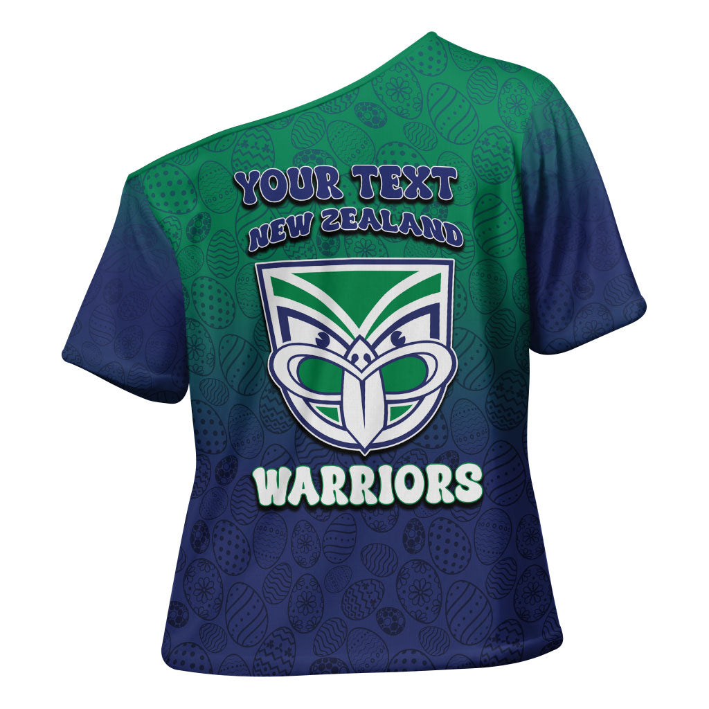 Personalized New Zealand Warriors Cross Shoulder Shirt Easter Mascot - Colorful Eggs Cartoon Style