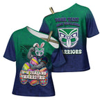 Personalized New Zealand Warriors Cross Shoulder Shirt Easter Mascot - Colorful Eggs Cartoon Style