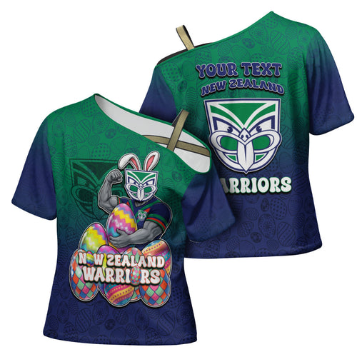 Personalized New Zealand Warriors Cross Shoulder Shirt Easter Mascot - Colorful Eggs Cartoon Style