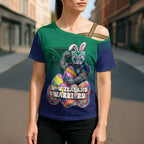 Personalized New Zealand Warriors Cross Shoulder Shirt Easter Mascot - Colorful Eggs Cartoon Style