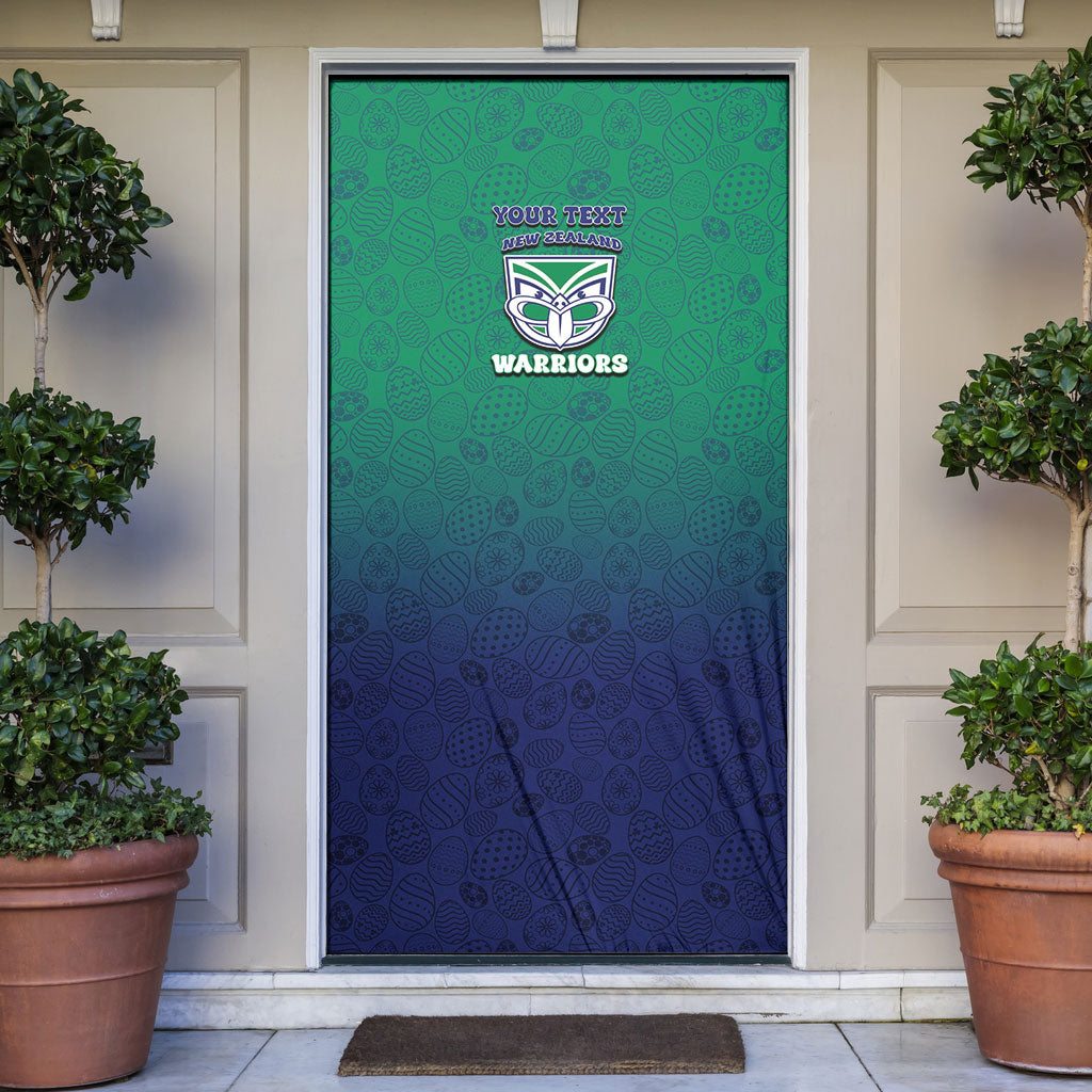 Personalized New Zealand Warriors Door Cover Easter Mascot - Colorful Eggs Cartoon Style