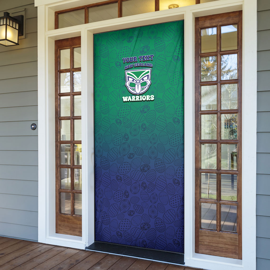 Personalized New Zealand Warriors Door Cover Easter Mascot - Colorful Eggs Cartoon Style