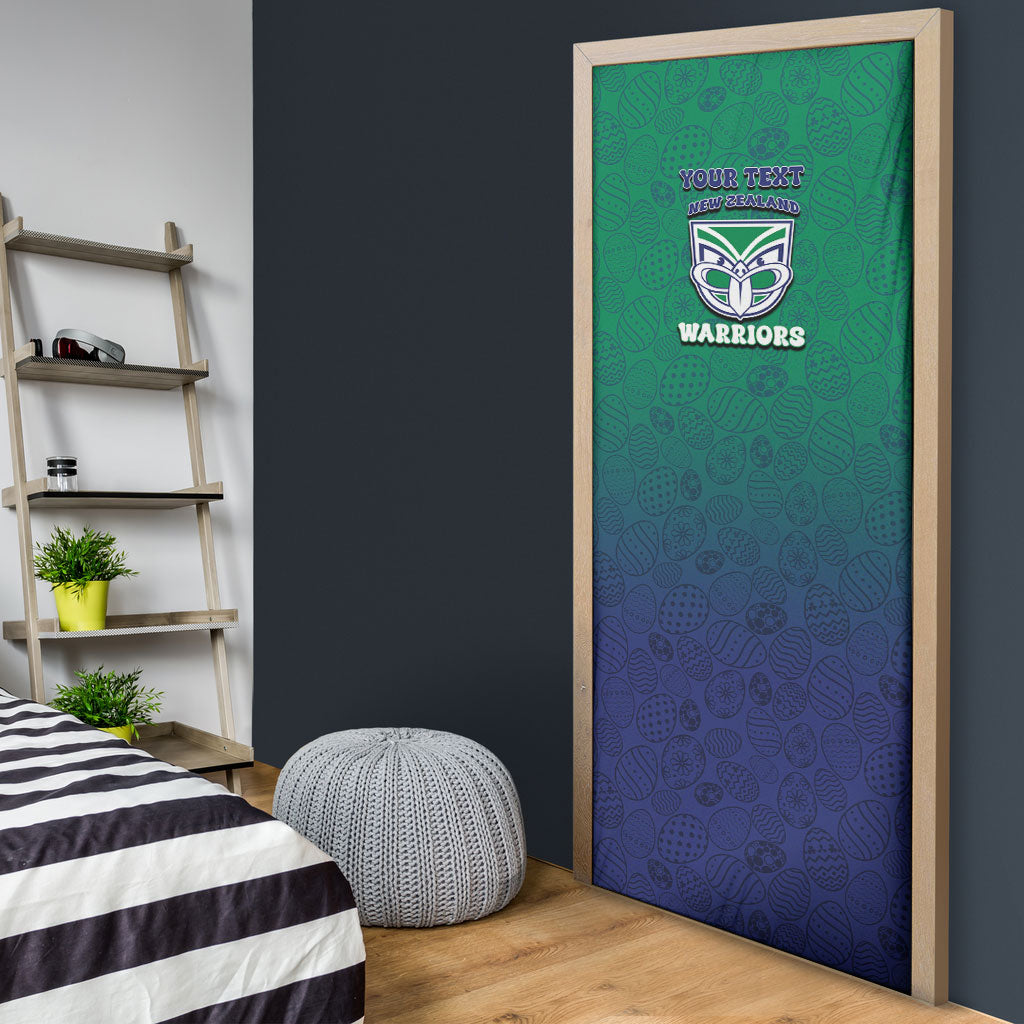 Personalized New Zealand Warriors Door Cover Easter Mascot - Colorful Eggs Cartoon Style