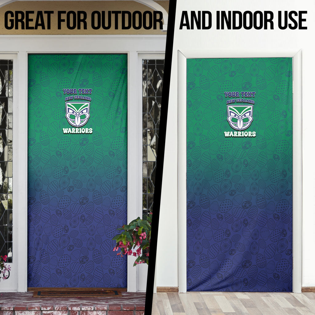 Personalized New Zealand Warriors Door Cover Easter Mascot - Colorful Eggs Cartoon Style